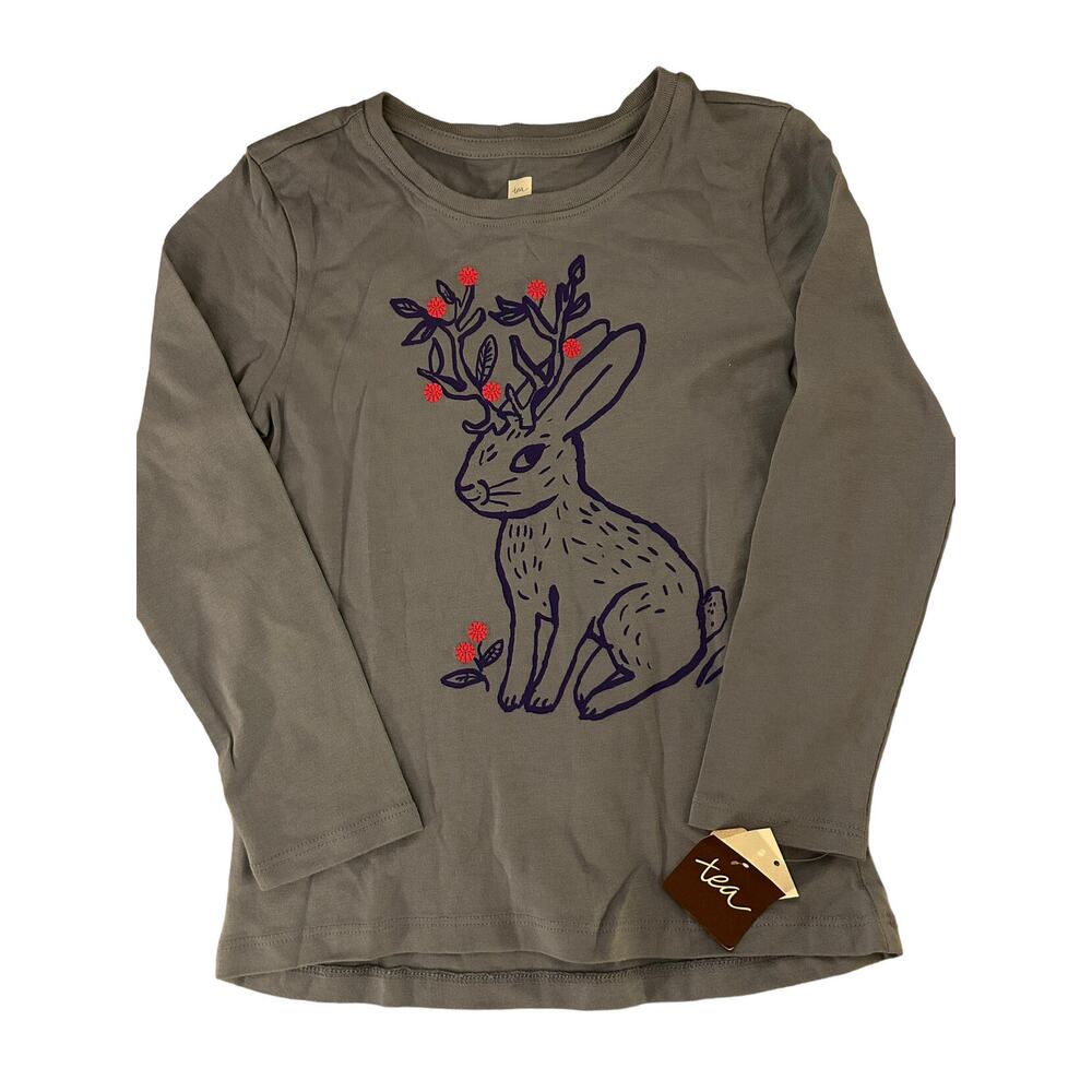 NEW Tea Collection Purple Rabbit With Antlers Shirt size 6